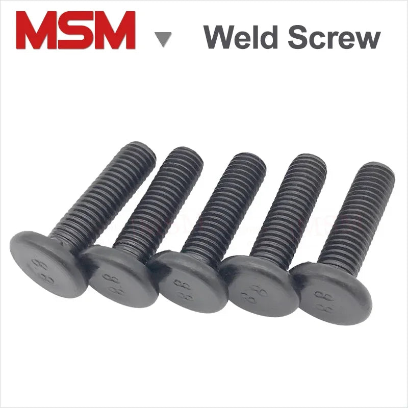 20PCS Carbon Steel High Strength Flat Round Head 3 Point Weld Bolt Projection Weld Studs M6 M8 M10 Flat Round Head Weld Screws