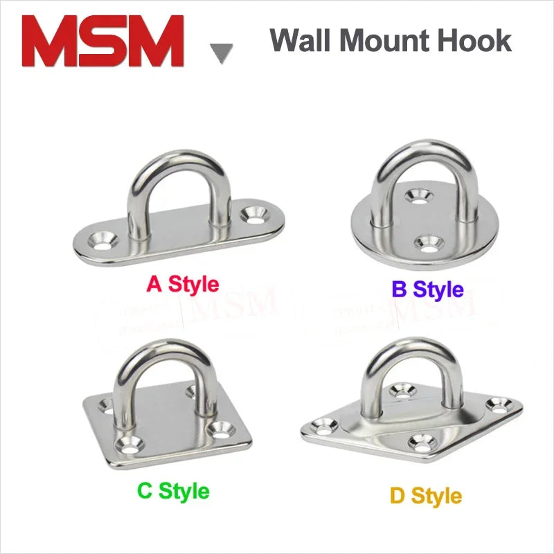 cieling hook for heavy weight 2PCS Stainless Steel Wall Mount Hook With Screws Eye Plate U Shape Heavy Duty Ceiling Mount Ring Hook Loop Diameter 5 6 8 10