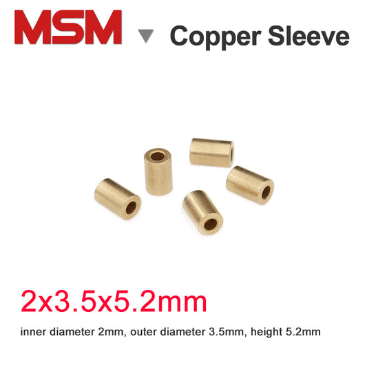 20pcs MSM Copper Sleeve 2x3.5x5.2mm Porous Bearings Sintered Tin Bronze Base Powder Metallurgy Oil Guide Bushing Mini Bearing