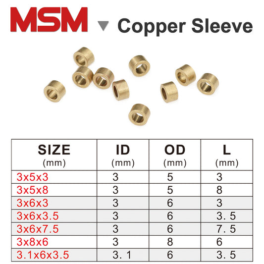 20pcs MSM Copper Sleeves Inner Diameter 3mm 3.1mm Porous Bearings Tin Bronze Base Powder Metallurgical Guide Sleeve Oil Bushings