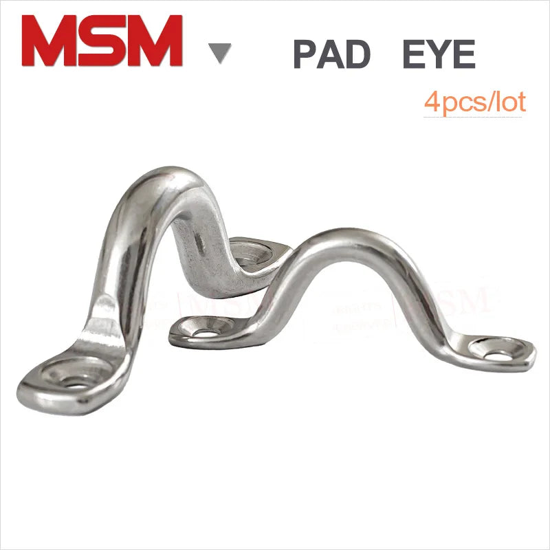 4 Pcs Stainless Steel Pad Eye Wire Eye Strap For Boat Yacht Ship Tie Down Doorknob Ceiling Hook Tie Down Anchor 4 5 6 8 10