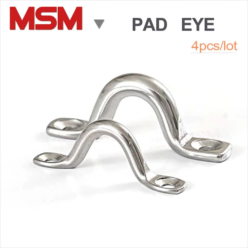 4 Pcs Stainless Steel Pad Eye Wire Eye Strap For Boat Yacht Ship Tie Down Doorknob Ceiling Hook Tie Down Anchor 4 5 6 8 10