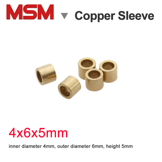 20pcs MSM Copper Sleeve 4mm (4x6x5)  Brass Bushing Porous Bearing Copper Base Powder Metallurgic Oil Bushing Mini Guide Sleeve