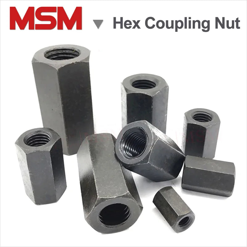 5/2PCS High Intensity Grade 8.8 Hex Coupling Nut Thicken Long Connecting Nuts Metric Standard M8~M30 For CNC Lathe Mold Clamping