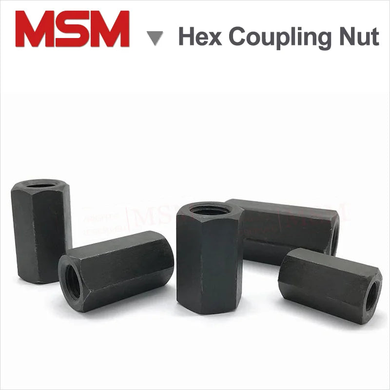 5/2PCS High Intensity Grade 8.8 Hex Coupling Nut Thicken Long Connecting Nuts Metric Standard M8~M30 For CNC Lathe Mold Clamping