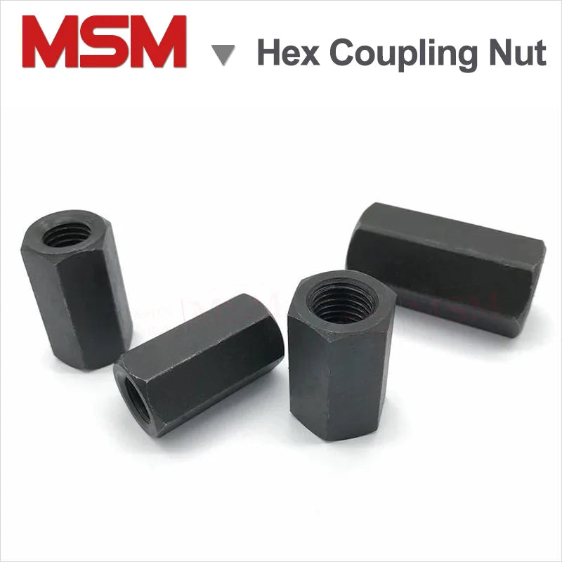 5/2PCS High Intensity Grade 8.8 Hex Coupling Nut Thicken Long Connecting Nuts Metric Standard M8~M30 For CNC Lathe Mold Clamping