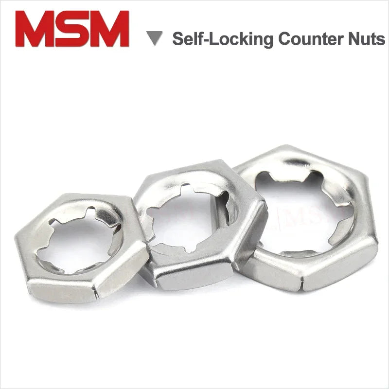 50/20 Pcs Stainless Steel Self-Locking Counter Nuts With Six Teeth Tight Nuts M6 M8 M10 M12 M14 M16 M18 M20 M24 M30