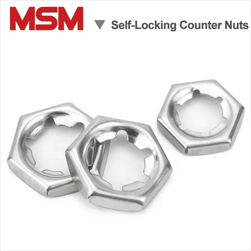 50/20 Pcs Stainless Steel Self-Locking Counter Nuts With Six Teeth Tight Nuts M6 M8 M10 M12 M14 M16 M18 M20 M24 M30
