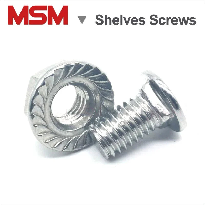 50 Sets Carbon Steel Galvanize Semi-round Head Square Neck Bolts With Serrated Flange Locknuts Specially for Shelves Usage