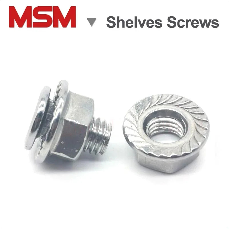 50 Sets Carbon Steel Galvanize Semi-round Head Square Neck Bolts With Serrated Flange Locknuts Specially for Shelves Usage