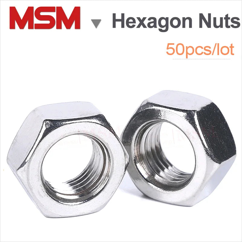 50Pcs Stainless Steel Tiny Hexagon Hex Nuts M1 M1.2 M1.4 M1.6 M2 M2.5 M3 M3.5 M4 M5 DIN934 Mini/Micro Nuts