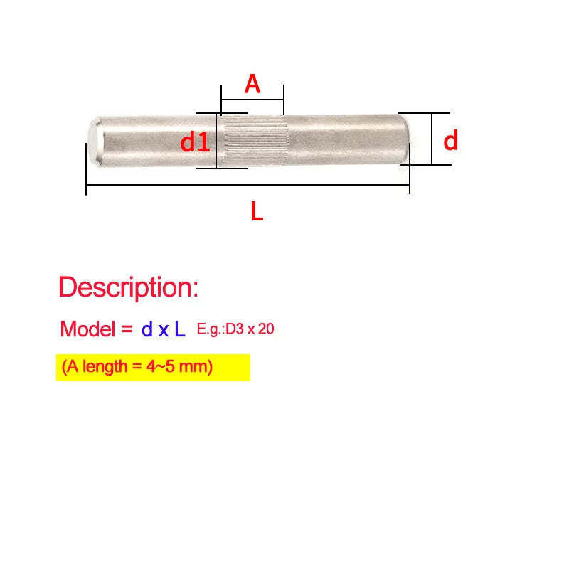 50pcs Middle Knurled Pins M2 2.5 3 4 5 6 Hinge Link Rods Pins Knurled Dowel Pins Locating Shaft Parallel Pin Toy Connecting Rod