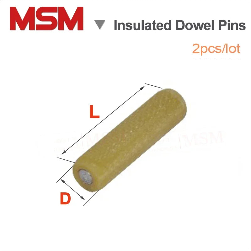Free Shipping 2 PCS Stainless Steel Core Bakelite Coated Insulating Parallel Pins Dowel Pins Cylindrical Locating Dowel