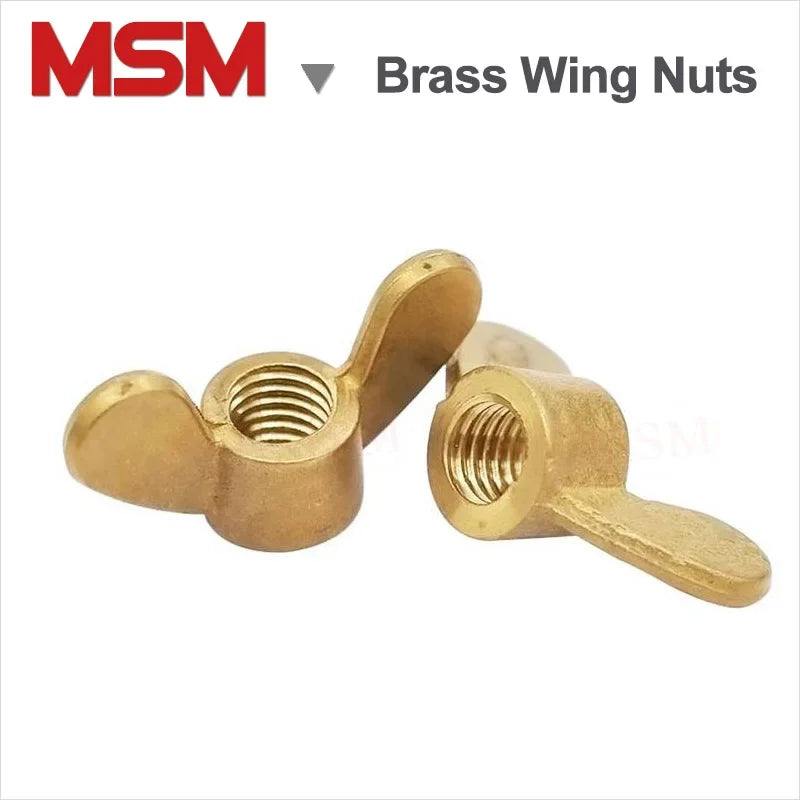 Free Shipping Brass Wing Nuts Thumb Tighten Butterful Nuts M3 M4 M5 M6 M8 M10 M12 M16