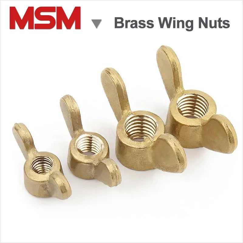 Free Shipping Brass Wing Nuts Thumb Tighten Butterful Nuts M3 M4 M5 M6 M8 M10 M12 M16