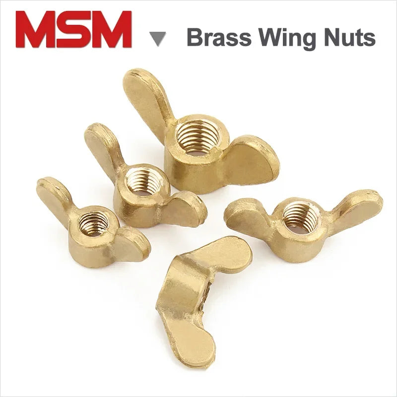 Free Shipping Brass Wing Nuts Thumb Tighten Butterful Nuts M3 M4 M5 M6 M8 M10 M12 M16