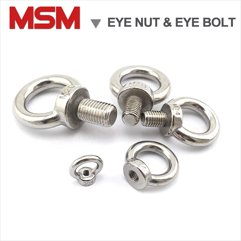 Free Shipping Stainless Steel Marine Lifting Eye Nut Eye Bolt Loop Hole for Cable Rope Lifting M3 M4 M5 M6 M8 M10