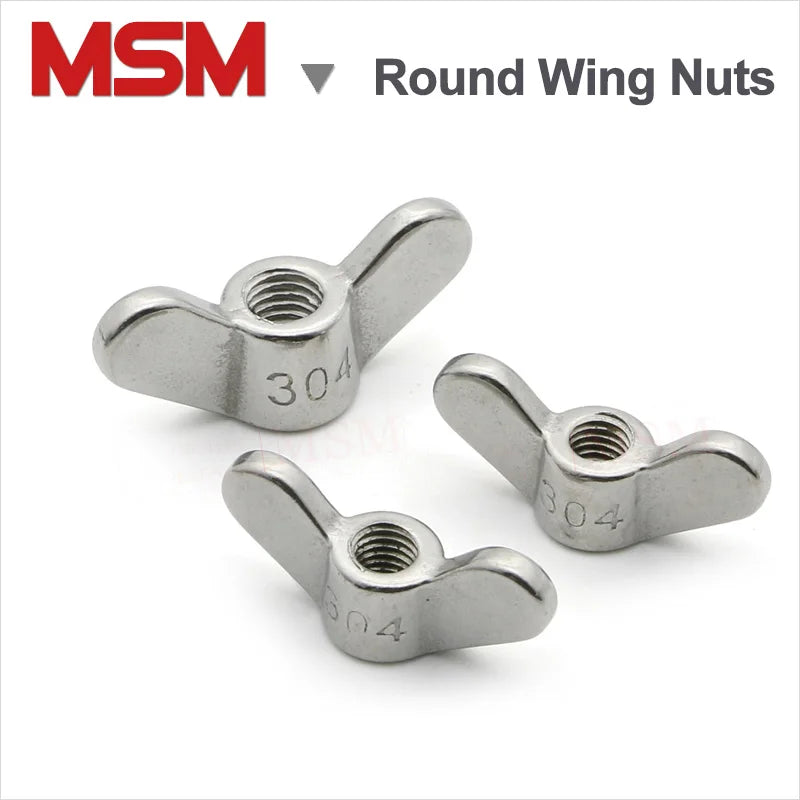 Free Shipping Stainless Steel Round Wing Nuts Thumb Tighten Butterfuly Nuts M4 M5 M6 M8 M10 M12 M16