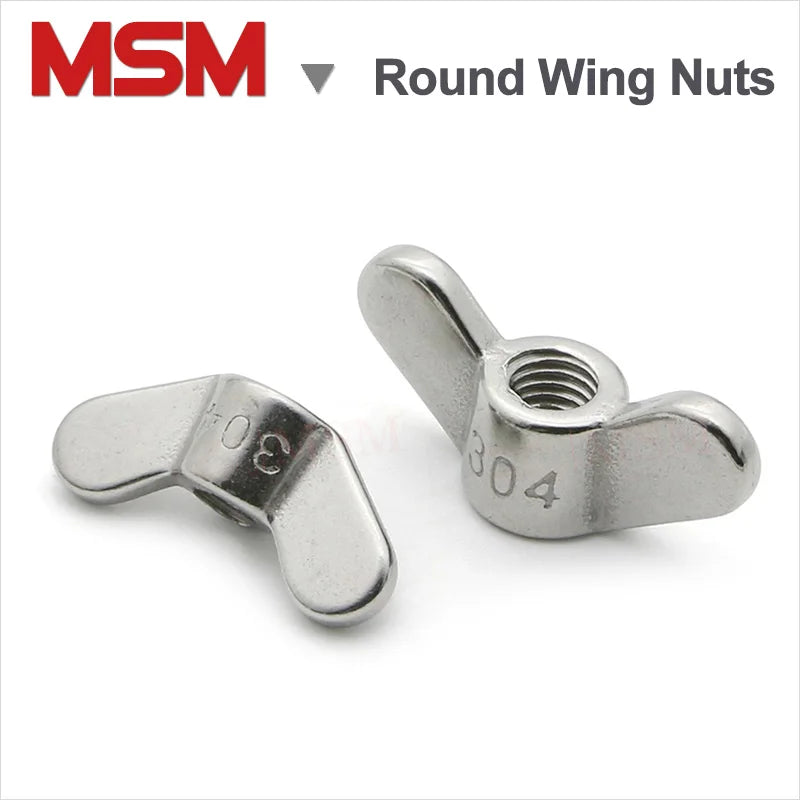 Free Shipping Stainless Steel Round Wing Nuts Thumb Tighten Butterfuly Nuts M4 M5 M6 M8 M10 M12 M16