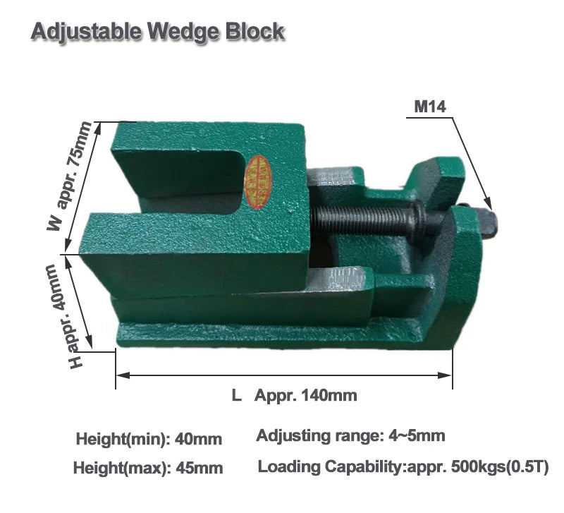 1 Set Cast Iron Two Tiers Wedge Block Machine Pad 140X75X40 Capability 0.5 Ton For CNC Lathe Milling Machine Height Adjustance