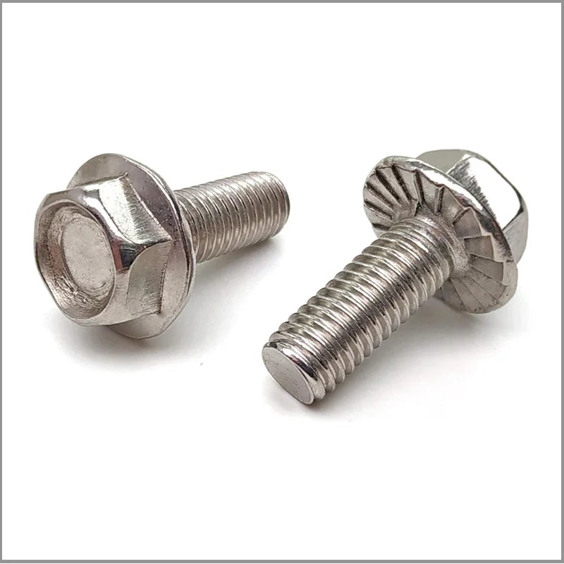 Stainless Steel Hexagon Head with Serrated Flange Cap Screw Anti-slid Loose-proof Metric Thread Hex Washer Head Bolt M4/5/6/8