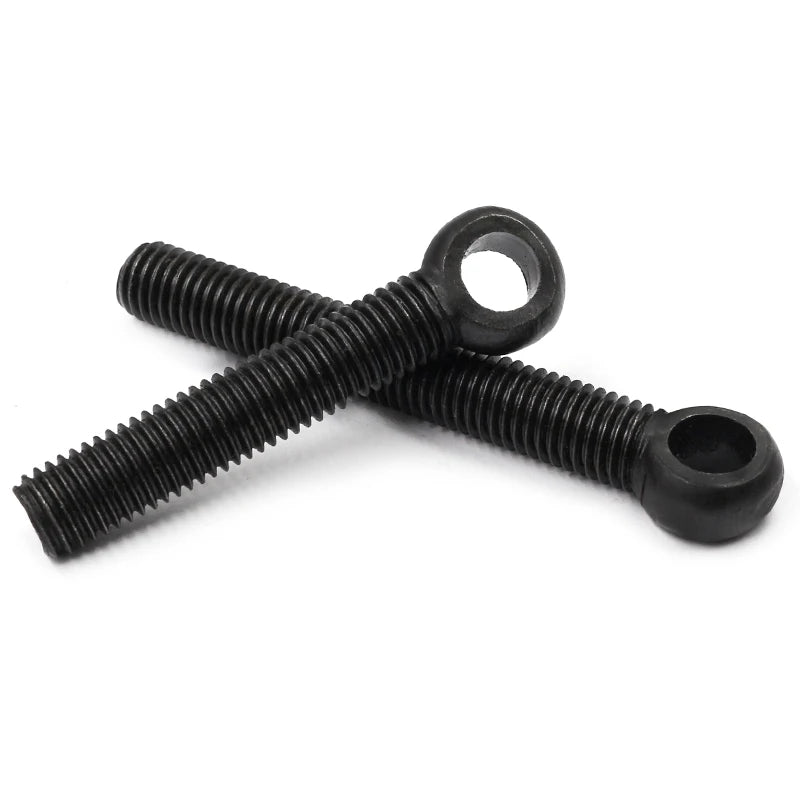 5pcs GB798 Carbon Steel Eye Bolts Black Full Thread Stud Anchor Bolt Slip Hole Screw M8 M10 M12 Length 60 ~ 100mm