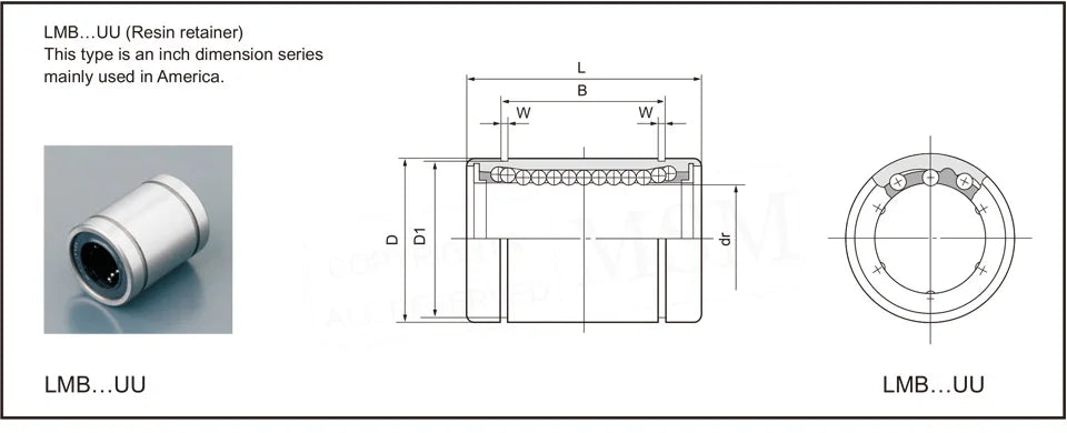 8pcs MSM Imperial Linear Bearings LMB6UU LMB8UU LMB10UU LMB12UU LMB16UU English System SW16UU Inch Size Bushing