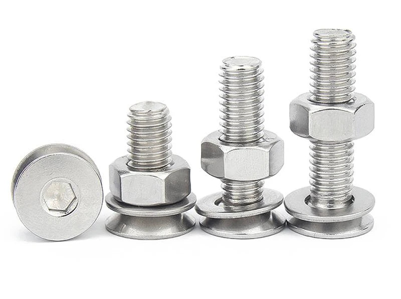 50pcs Stainless Steel Metric Hexagon Socket Countersunk Head Screws With Nuts Plain Washer Whole Set M2 M2.5 M3 Length 3-40mm