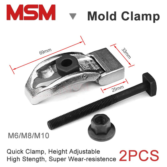 2pcs MSM Pressplate M6/M8/M10 Quick Mold Clamp Press T-bolt Tool Fixture Plate Fixed for CNC Milling Drilling Engraving Machines