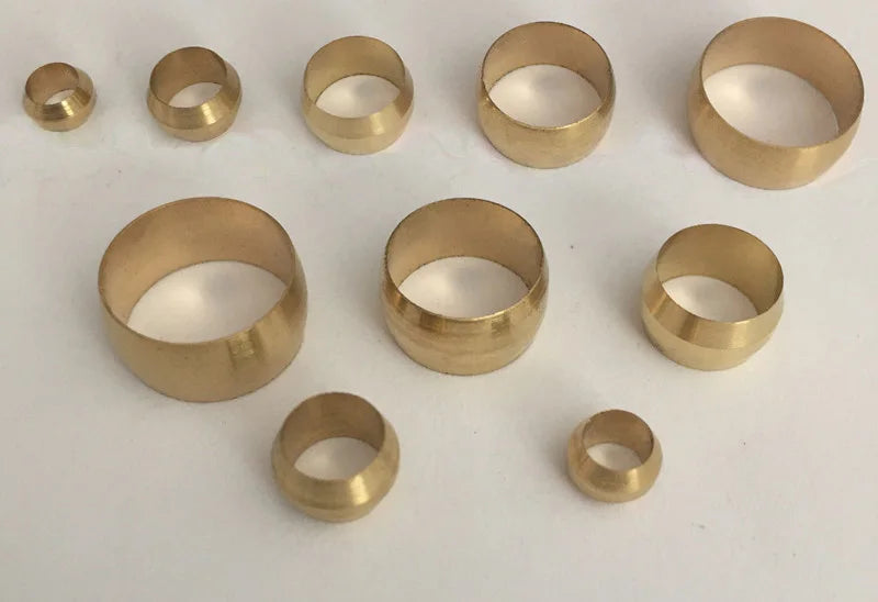 20PCS Brass Double Taper Ferrule 3mm 4mm 6mm 8mm 10mm 12mm 14mm 16mm Compression Sleeve Seal Ring Fit Tube Pipe For Lubrication