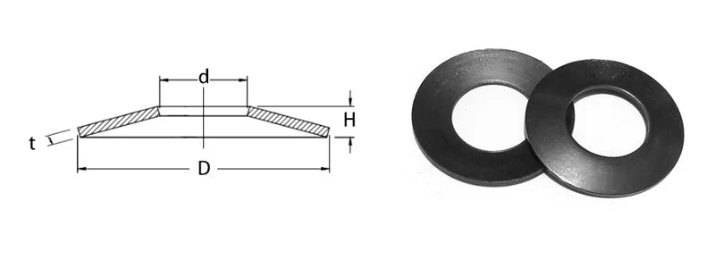 6/10pcs Compression Spring Gasket Heavy Duty 50CrVA Black Disc Spring Outer Diameter 50/56/63/71/80/90/100 mm Conical Washer
