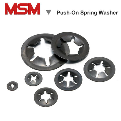 100pcs MSM Push-On Spring Washers 65Mn Internal Tooth Locking Washers Starlock M3 M4 M5 M6 M8 M10 M12 Plum Blossom Bearing Clamp