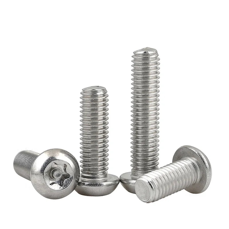 100Pcs Stainless Hexalobular Socket Pan Head Screw With Pin Anti-theft Security Bolt M3 M4 M5 Star Socket Torx Screw With Wrench
