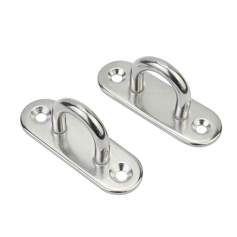 2pcs Oval Plate U Shape Hook Stainless Steel Wall Mount Eye Plate Heavy Duty Ceiling Fan Sandbag Hammock Hanger Rope Tension
