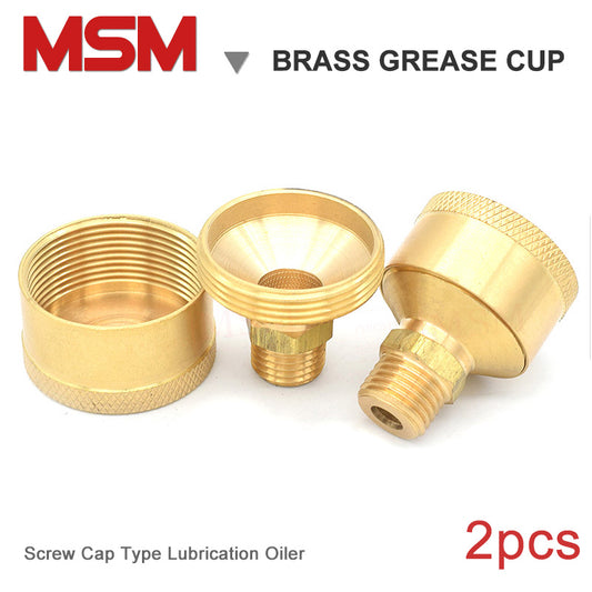 2pcs MSM Brass Grease Cup Screw Cap Type Lubrication Oiler 3/6/12/18/25/50ml Capacity M10x1 M14x1.5 M16x1.5 Metric Male Thread