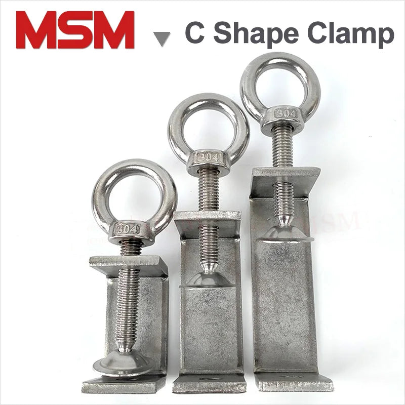 Stainless Steel C Shape Adjustable Hand Tighten Clamp With Lifting Eye Desktop Quick Release Fixing Holder Multifunction Clamp