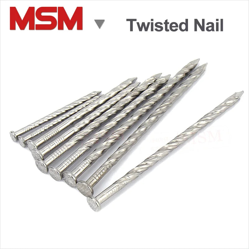 Stainless Steel Fluted Twist Nail Spiral Spikes Wooden Floor Fixing Nail High Strength Antil-loose Nail 40 50 65 75 90 100 125mm