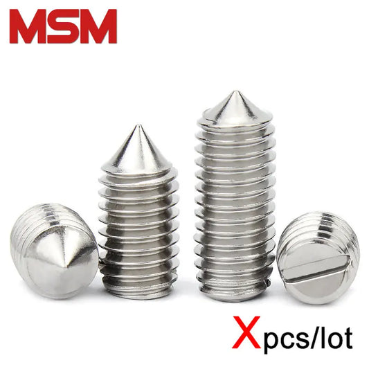 Xpcs/lot M1.6 M2 M2.5 M3 M4 M5 M6 M8 M10 Slotted Set Screw with Cone Point 304 Stainless Steel Tapered End Headless Grub DIN553