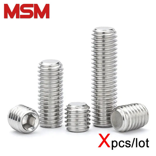 Xpcs/lot M2 M2.5 M3 M4 M5 Hexagon Socket Set Screws with Flat Point 304 Stainless Steel Headless Grub Screw Flat End DIN913