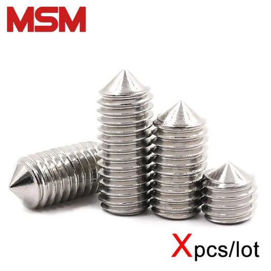 Xpcs/lot M3 M4 M5 M6 M8 Hexagon Socket Set Screws with Cone Point 304 Stainless Steel Fixed Headless Tip Grub Screw DIN914
