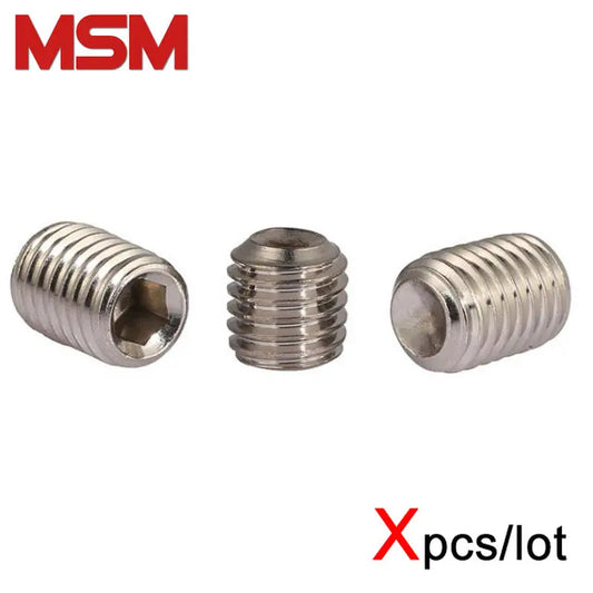 Xpcs/lot M3 M4 M5 M6 M8 M10 Hexagon Socket Set Screws with Cup Point 304 Stainless Steel Headless Grub Screw Concave End DIN916