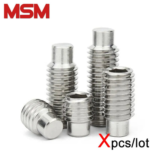 Xpcs/lot M3 M4 M5 M6 M8 M10 Hexagon Socket Set Screws with Dog Point 304 Stainless Steel Terminal Grub Convex End Screw DIN915