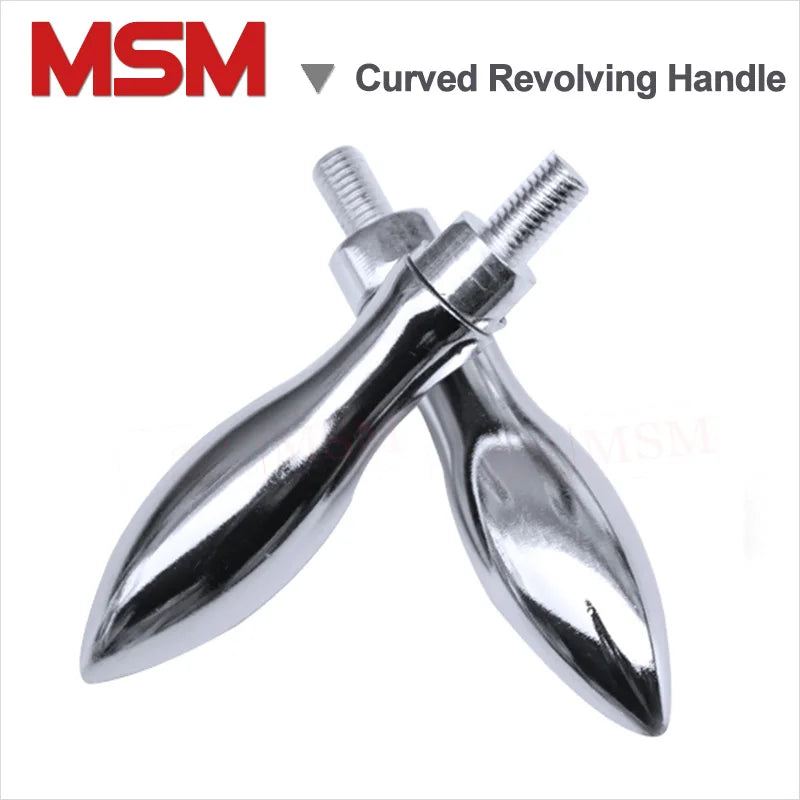 2pcs MSM Male Thread Curved Handle Solid Metal Handwheel M8 M10 M12 Thread Revolving Handgrip Milling Machine Olive Arm