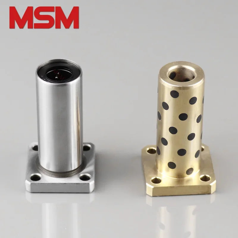 2pcs MSM Square Flange Bearings LMKL8/10/12 Brass Graphite JDB Slide Bush LMK8LUU LMK10LUU LMK12LUU Steel Linear Ball Bearings