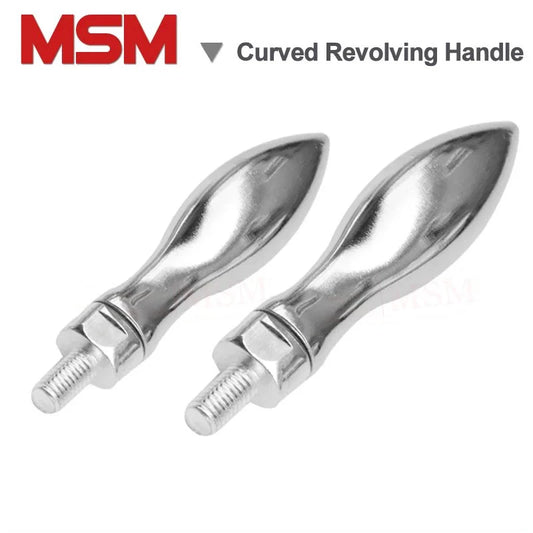 2pcs MSM Male Thread Curved Handle Solid Metal Handwheel M8 M10 M12 Thread Revolving Handgrip Milling Machine Olive Arm