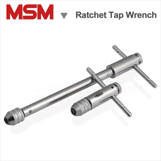 1 Pc MSM Reversible Lengthen T Shape Handle Ratchet Tap Wrench Long Type M3-M8 100x250 M5-M12 120x300 Adjustable Tap Wrench Tool