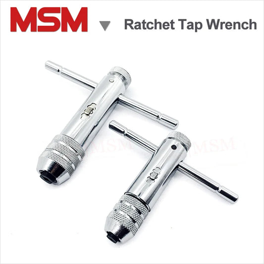 1 Pc MSM Reversible T Type Handle Ratchet Tap Wrench M3-M8 85x100 M5-M12 110x120 For Tap Die Adjustable Tap Wrench Holder Tool