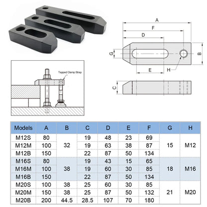 1 pc 10.9 Level Tapped Clamp Strap Small/Medium/Big Size One-way Mold Pressure Plate Parallel Platen For CNC Lathe High Quality