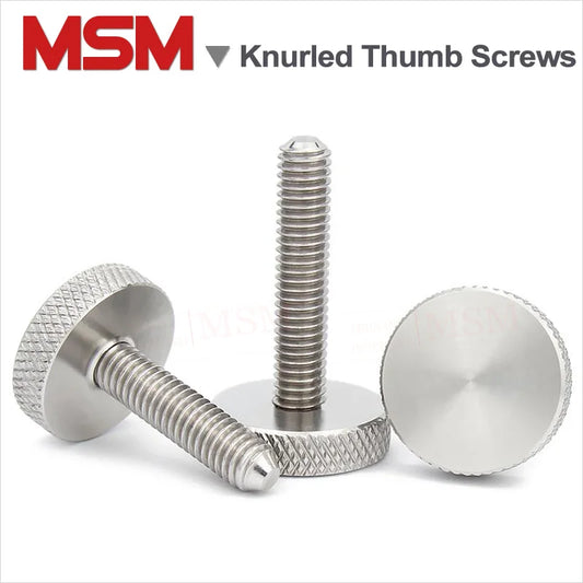 10/2 Pcs Stainless Steel Flat Head Knurled Thumb Screws Hand Tighten Knurled Screws Big Head M3 M4 M5 M6 M8 M10