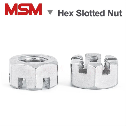 10/5 Pcs Stainless Steel Hexagon Slotted And Castle Nuts GB6181 & GB6178 M6 M8 M10 M12 M16 M18 M20 M24 M27 M30
